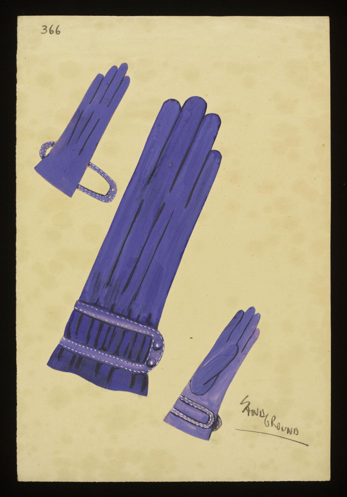 Fashion Sketch of Blue Gloves