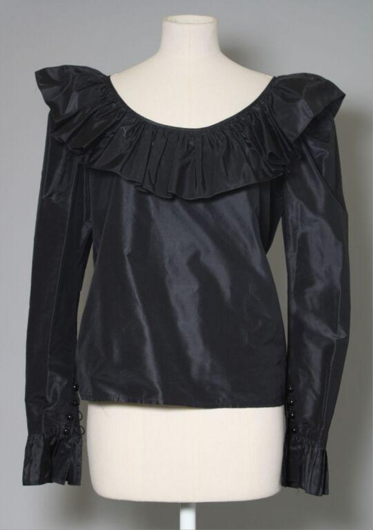 Black Ruffled Long Sleeve Blouse