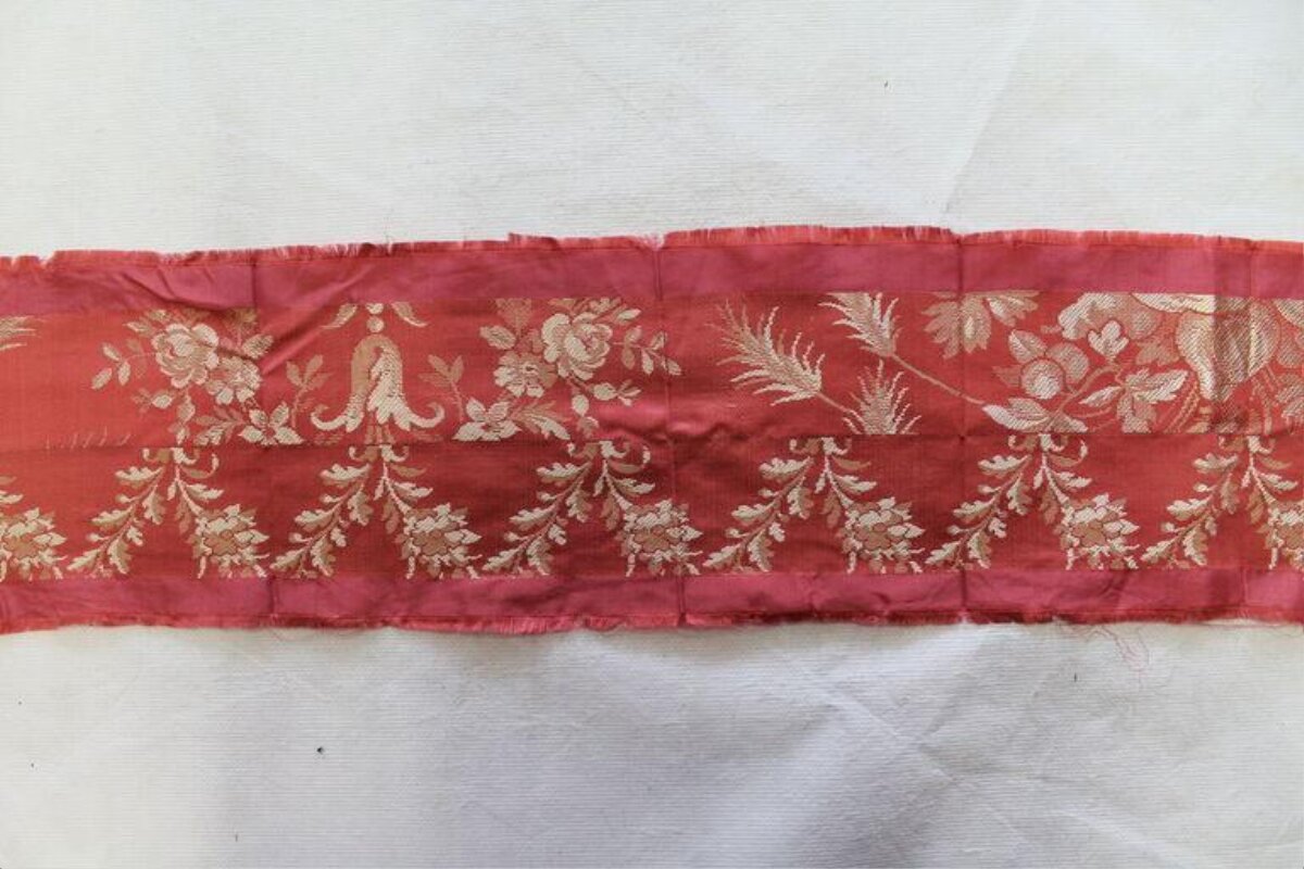 Red Floral Woven Textile Border