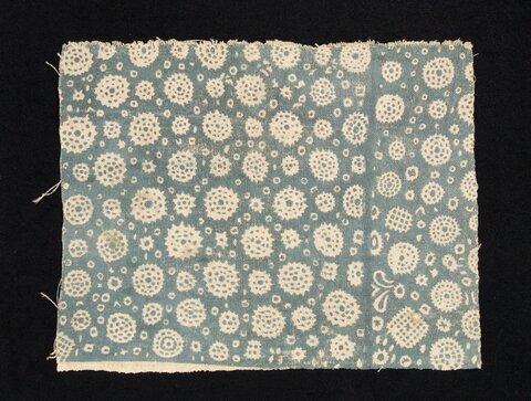 Blue and White Patterned Antique Textile Fragment