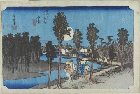 Edited Ukiyo-e Moonlit River Scene