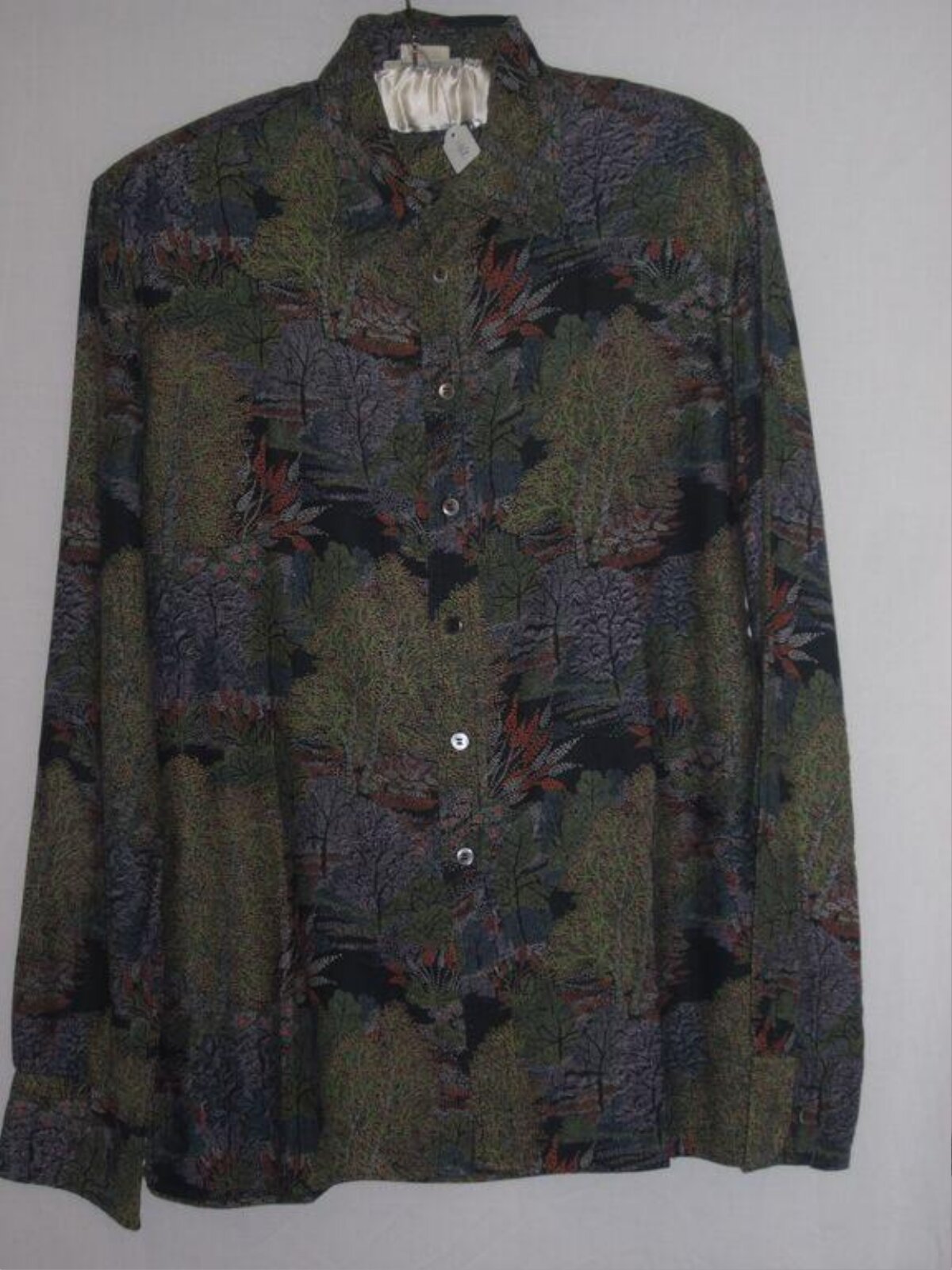 Vintage Forest Print Long Sleeve Shirt