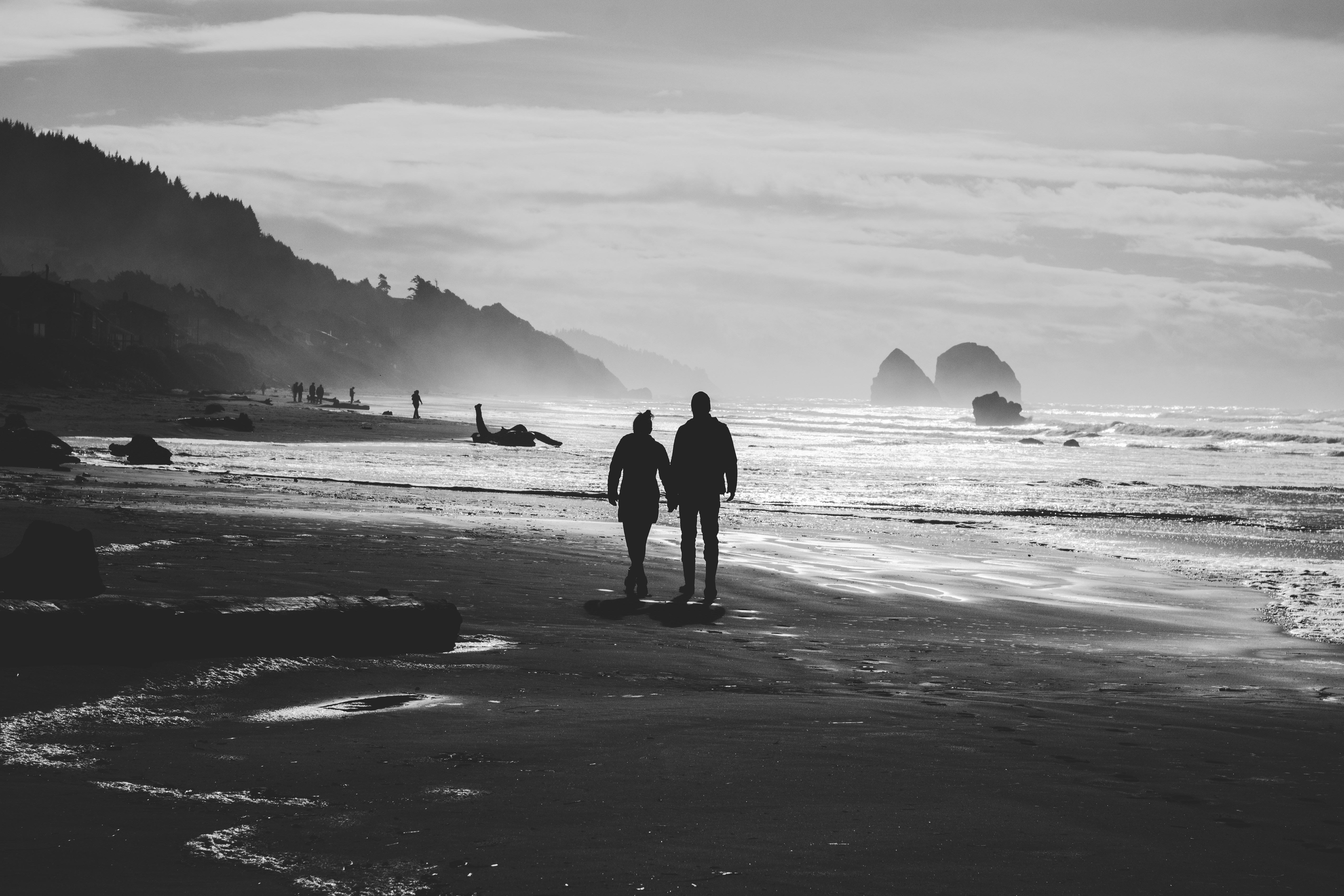 Couple Walking on Seaside Beach