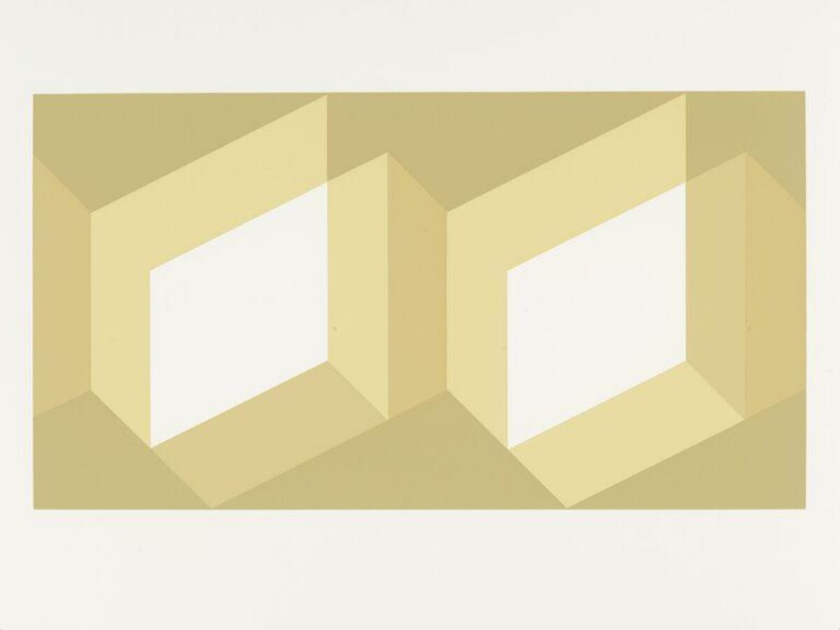 Two Beige 3D Geometric Cuboids