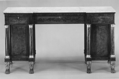 Vintage Marble Top Wooden Sideboard