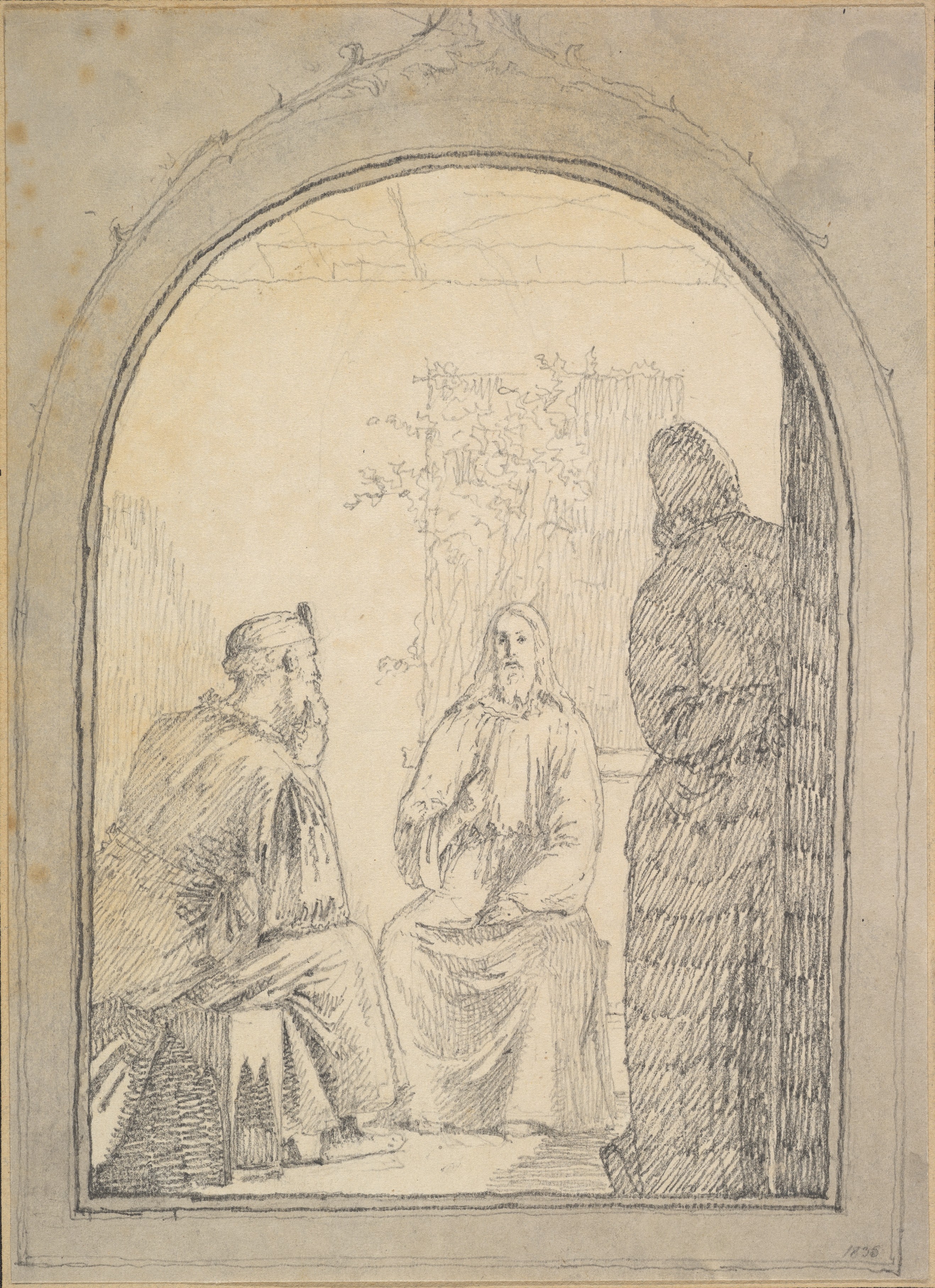 Pencil Sketch of Christ and Two Disciples