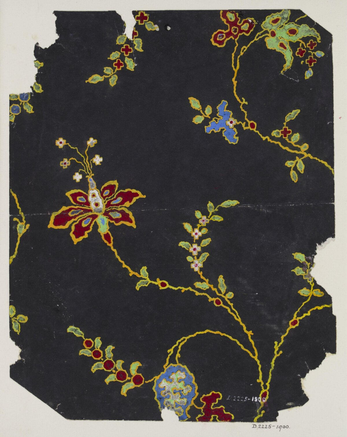 Vintage Black Floral Textile Design