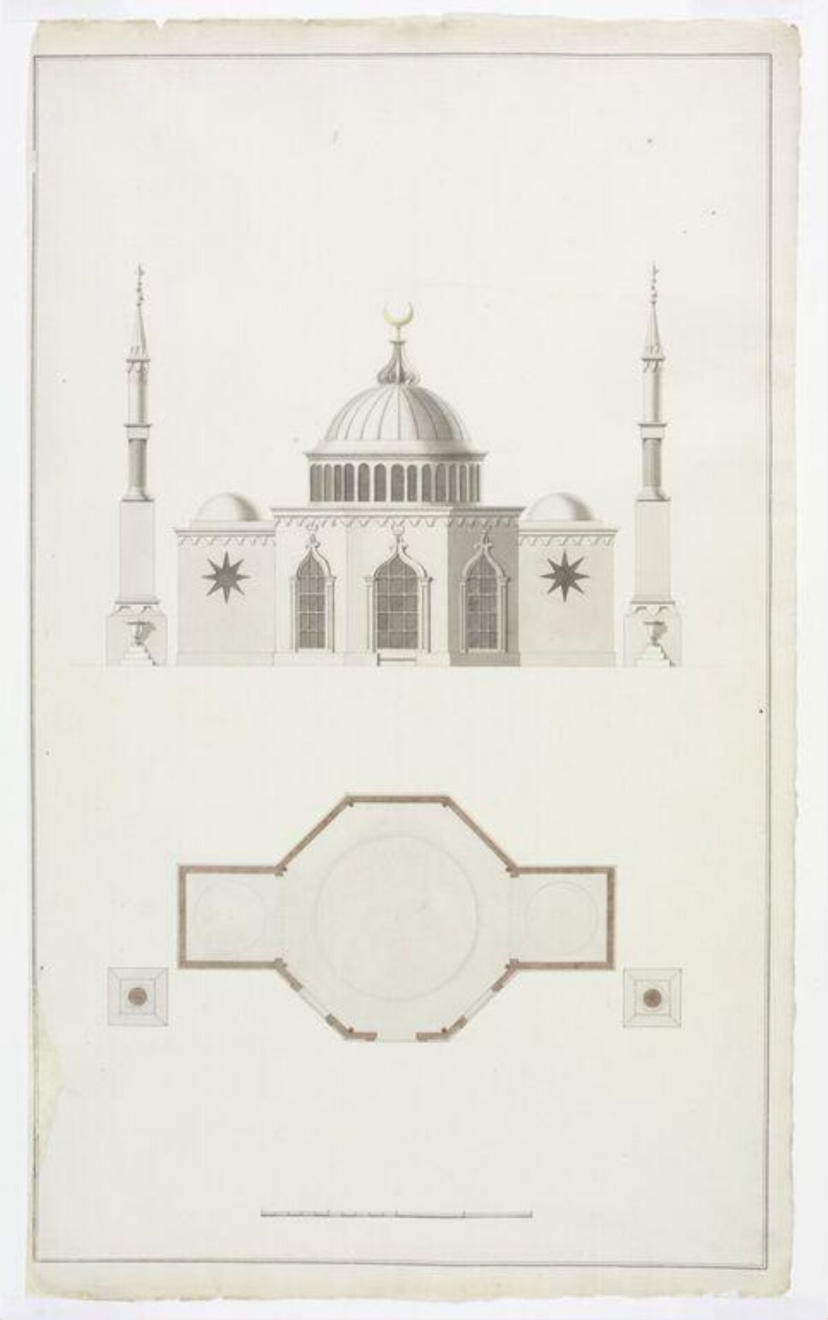 Architectural Drawing of a Mosque