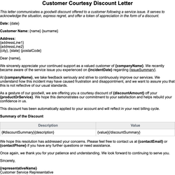 Customer Courtesy Discount Letter