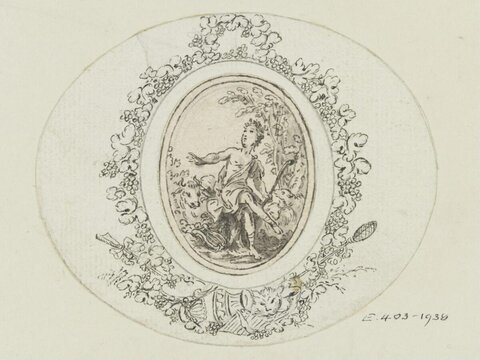 Oval Plate Decorative Ink Sketch