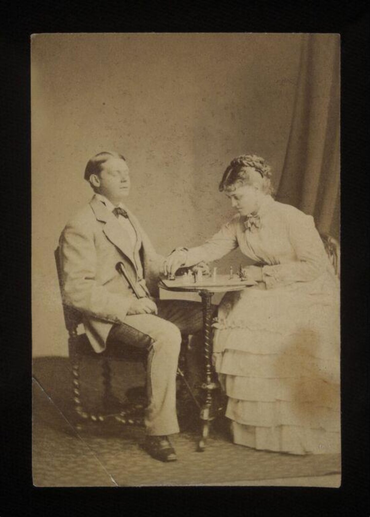 Vintage Portrait of Couple Playing Chess