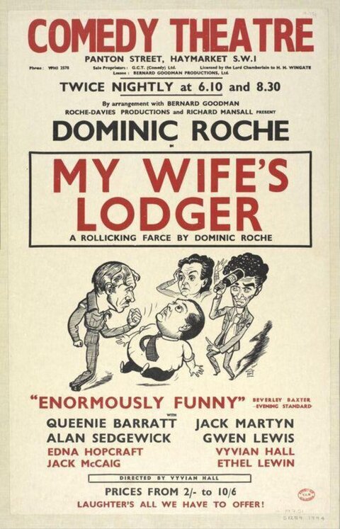 Vintage Comedy Theatre Poster for My Wife's Lodger