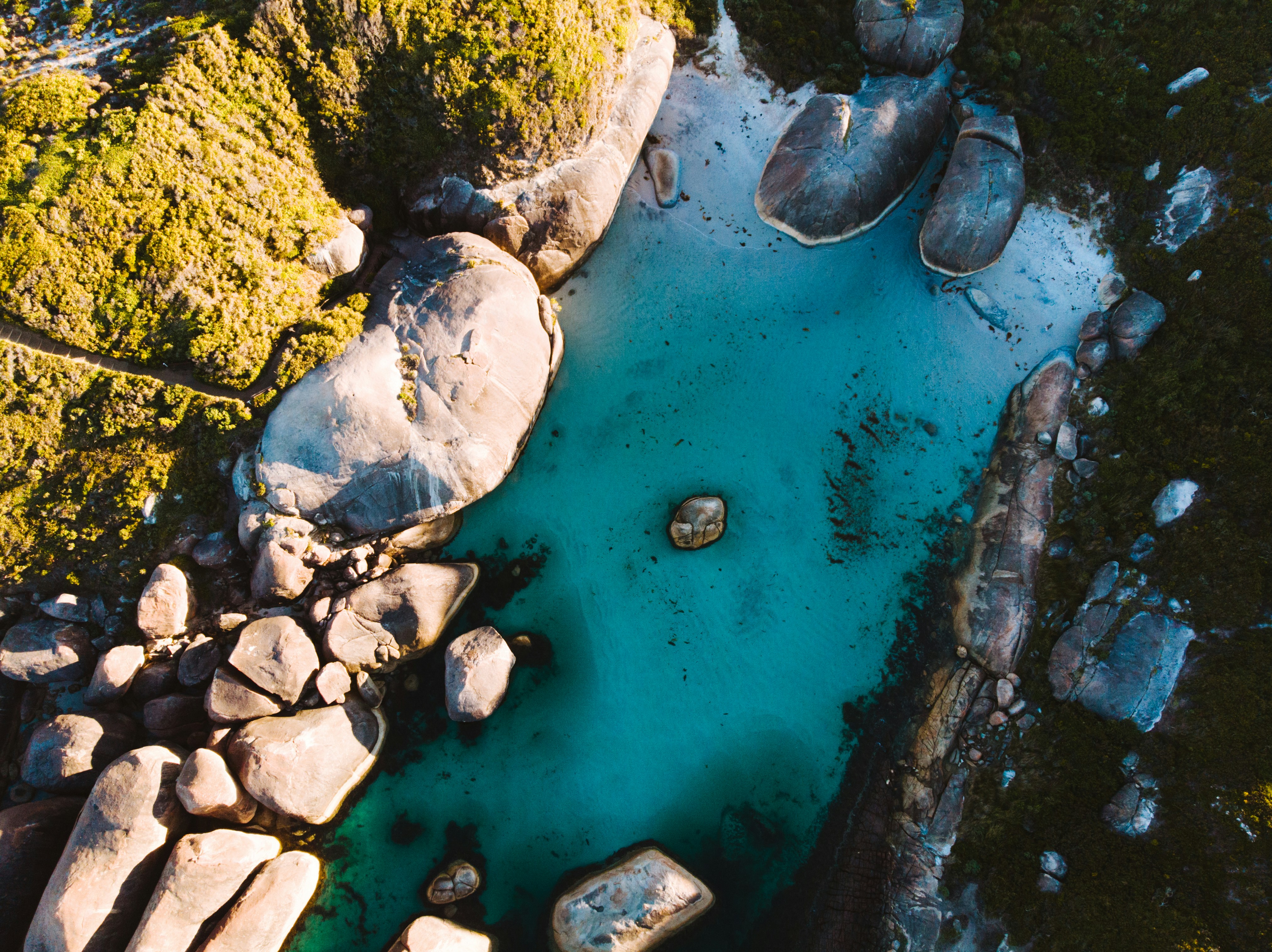Aerial View of Turquoise Rock Pool