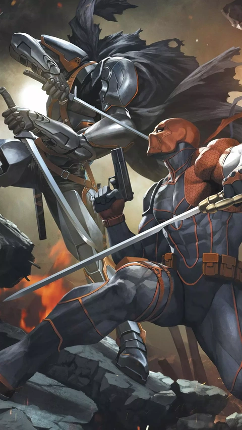 Deathstroke Fights Armored Opponent