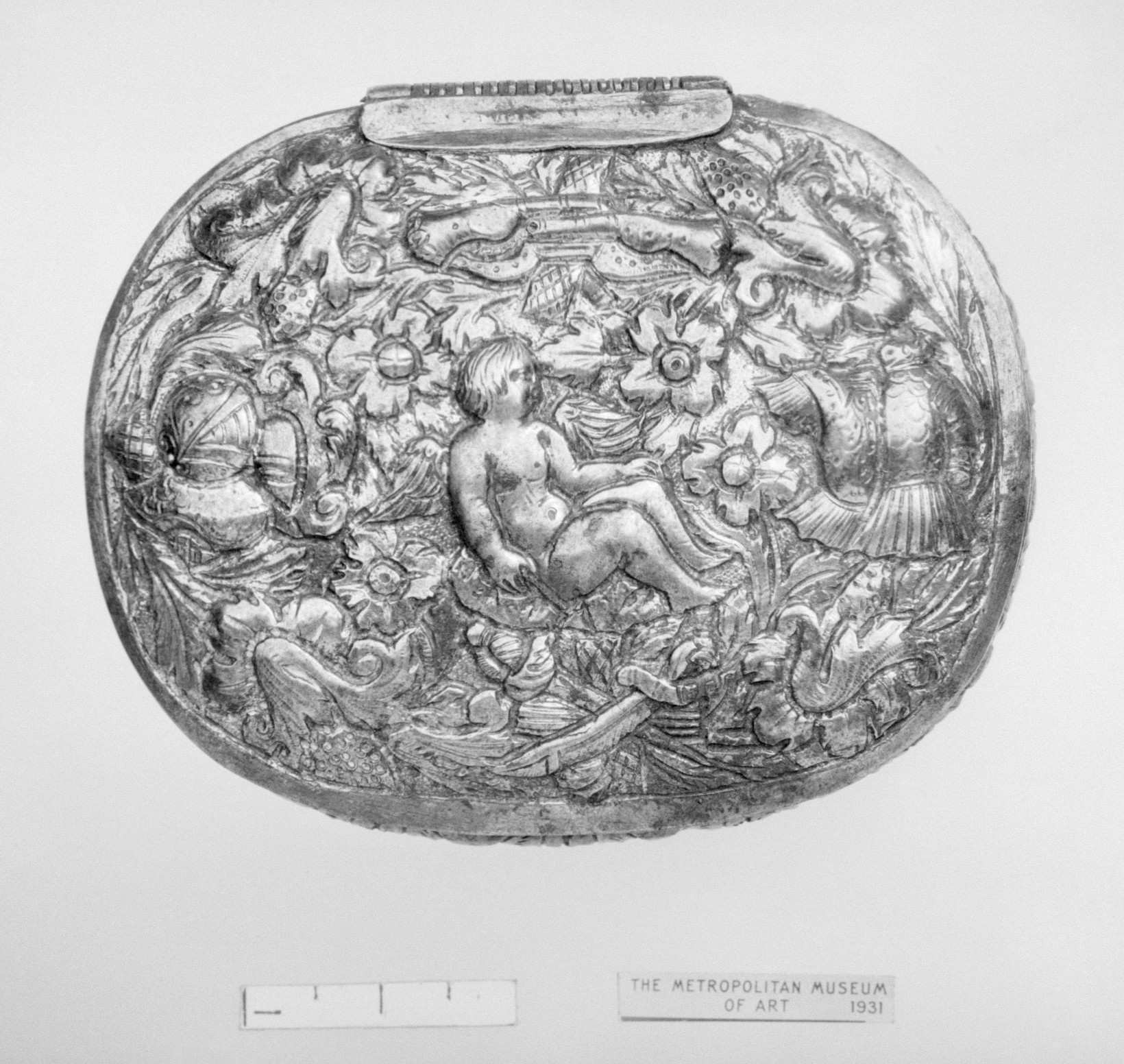 Antique Embossed Silver Oval Case