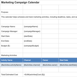 Marketing Campaign Calendar