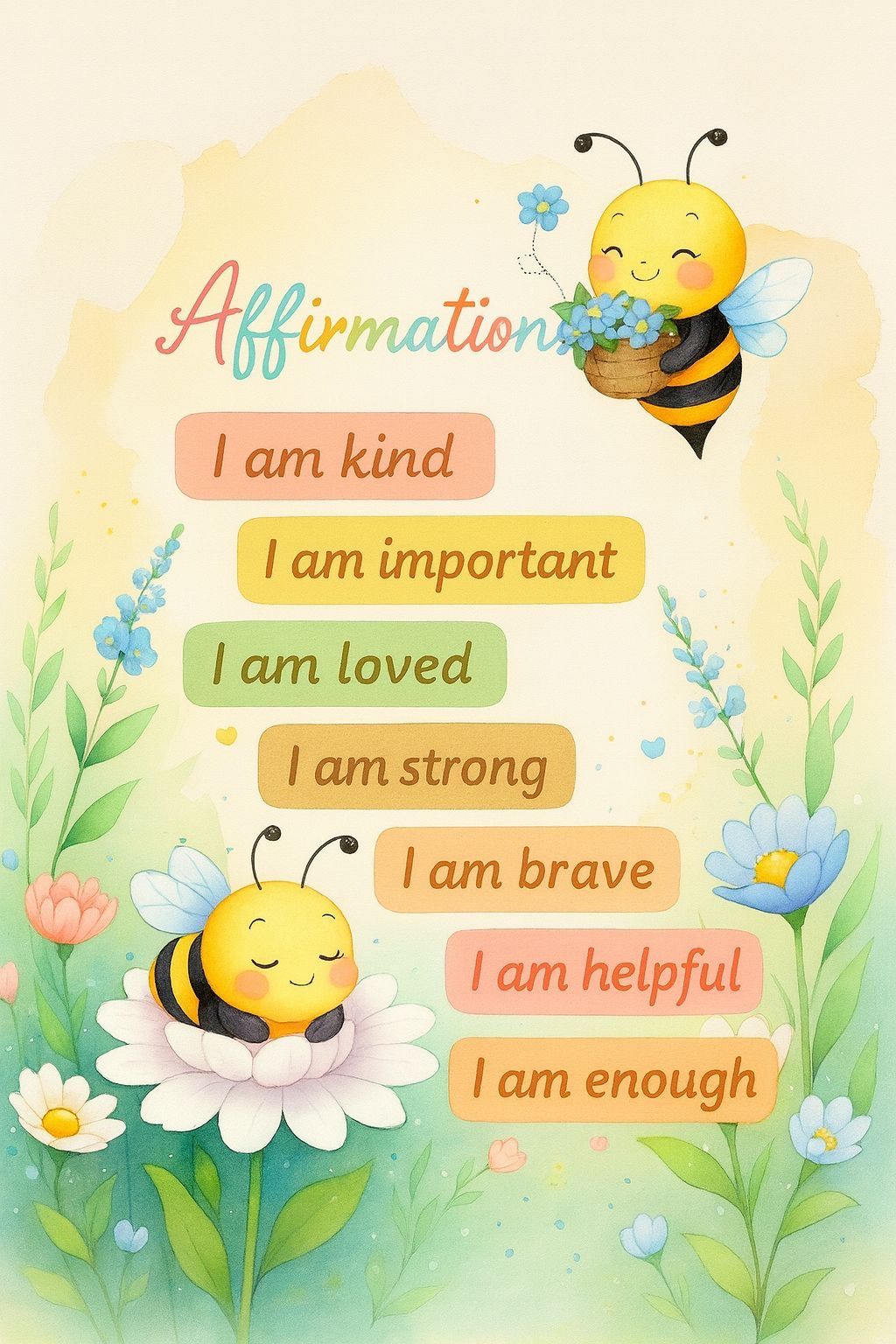 Cute Bee Positive Affirmations