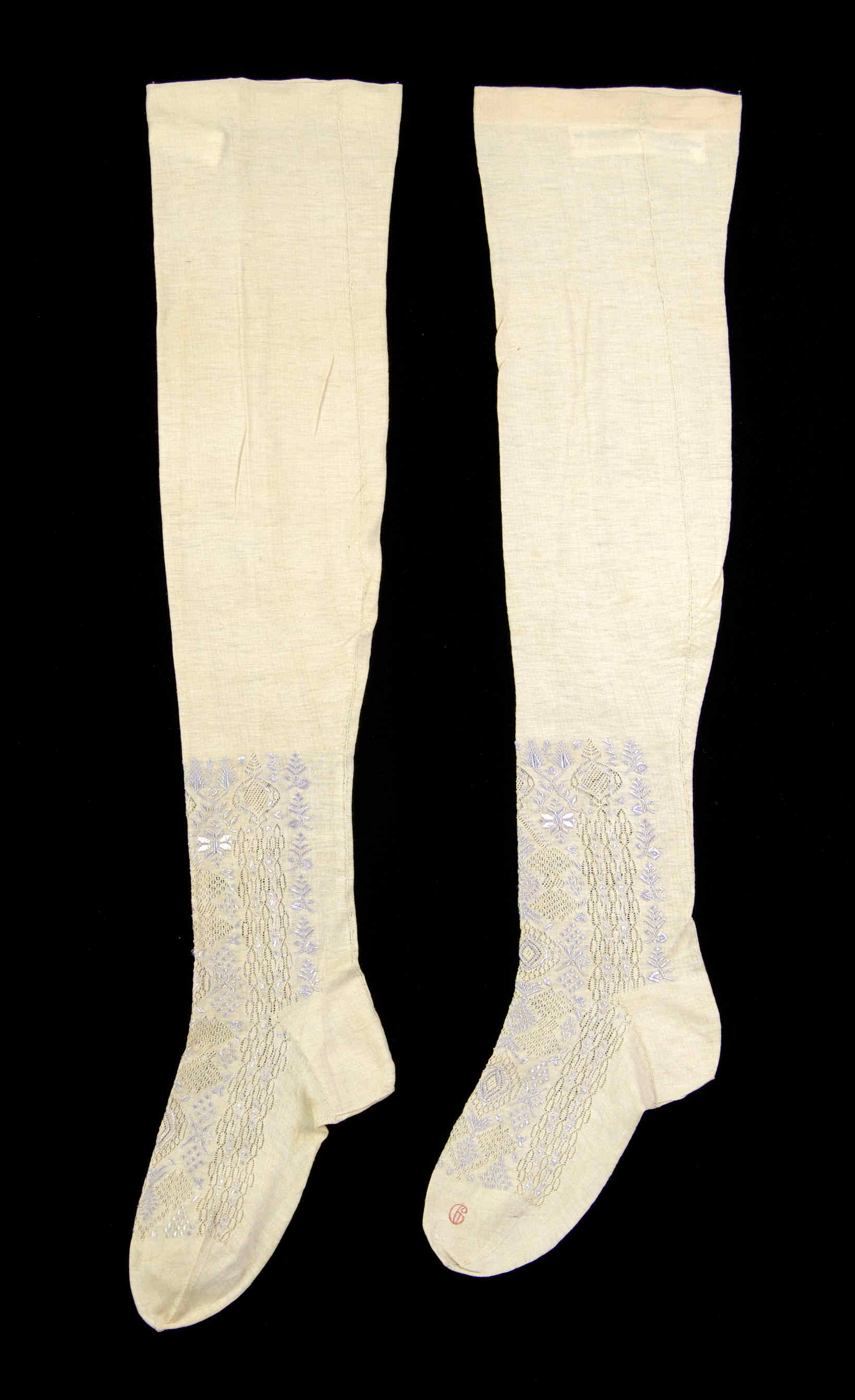 Pair of Vintage Embroidered Stockings