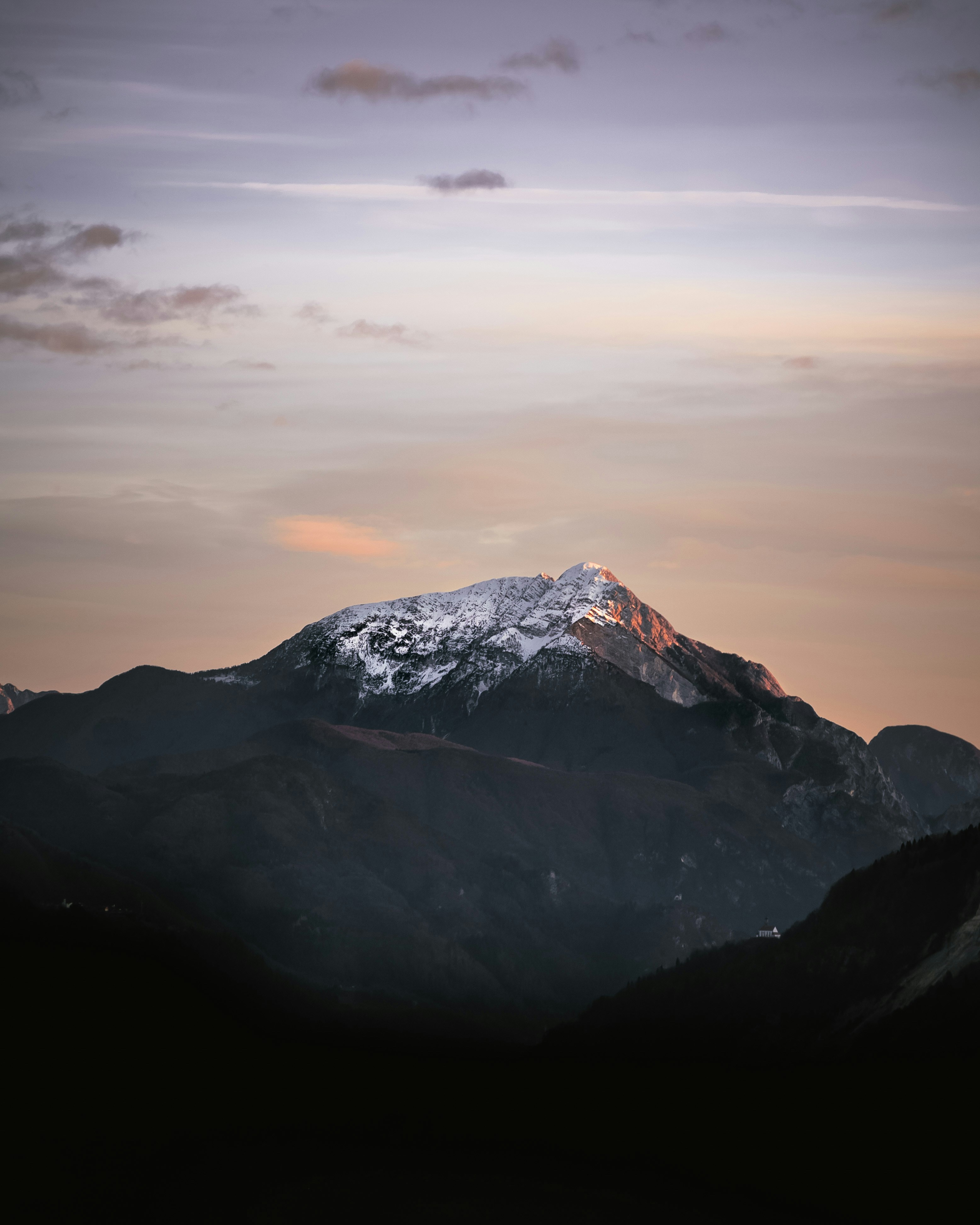Snow-capped Mountain at Dusk