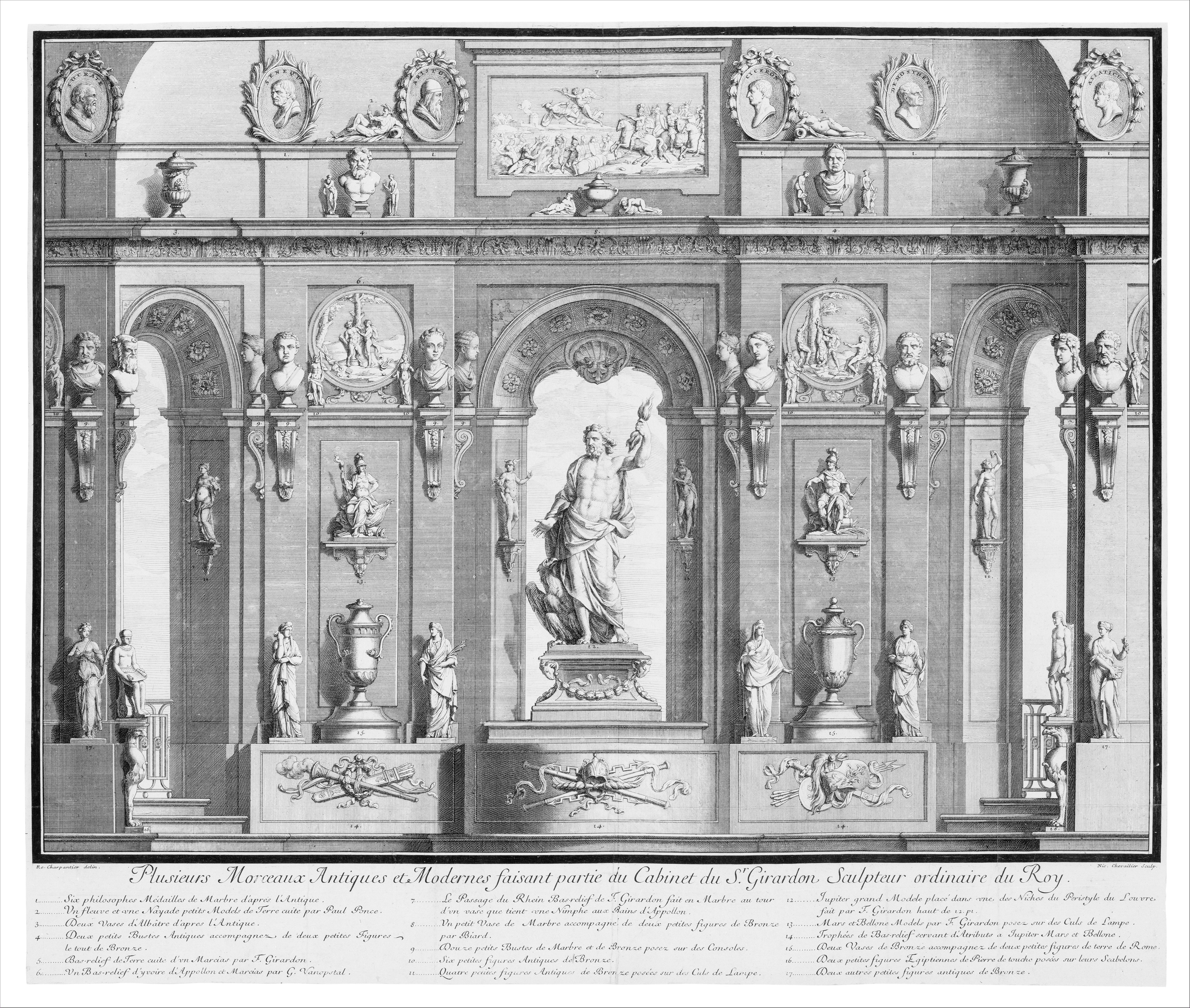 Engraving of Girardon's Sculpture Cabinet