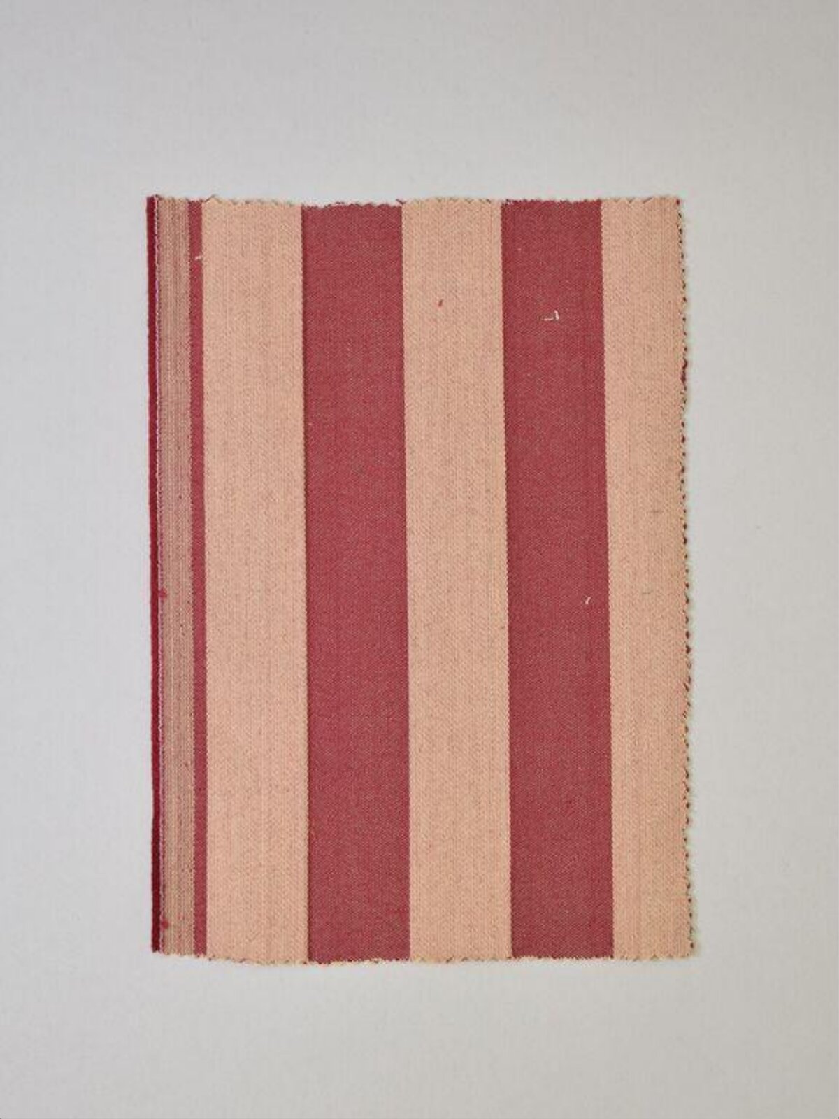 Red and Beige Striped Fabric Swatch
