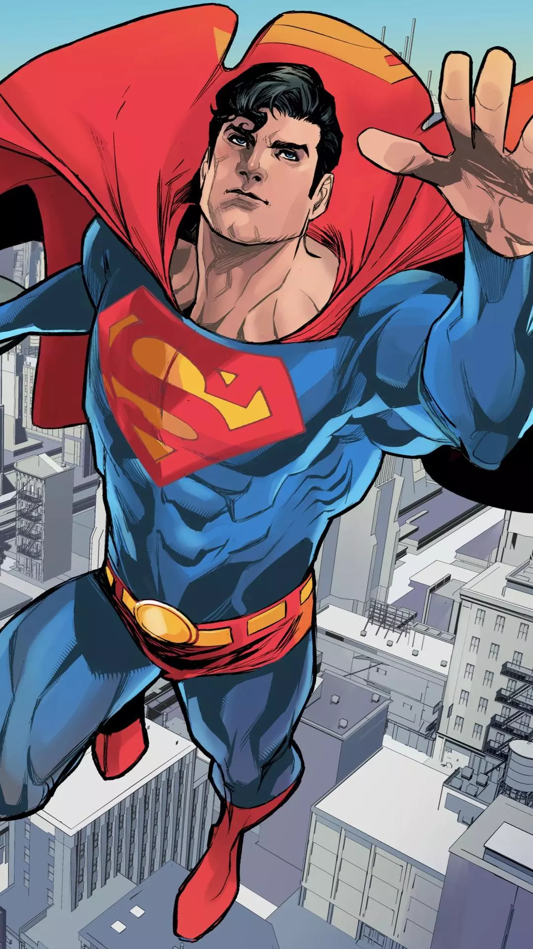 Superman Flying Over City