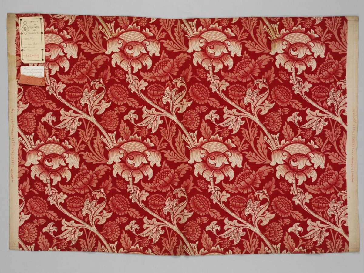 Red Floral Vintage Textile Sample