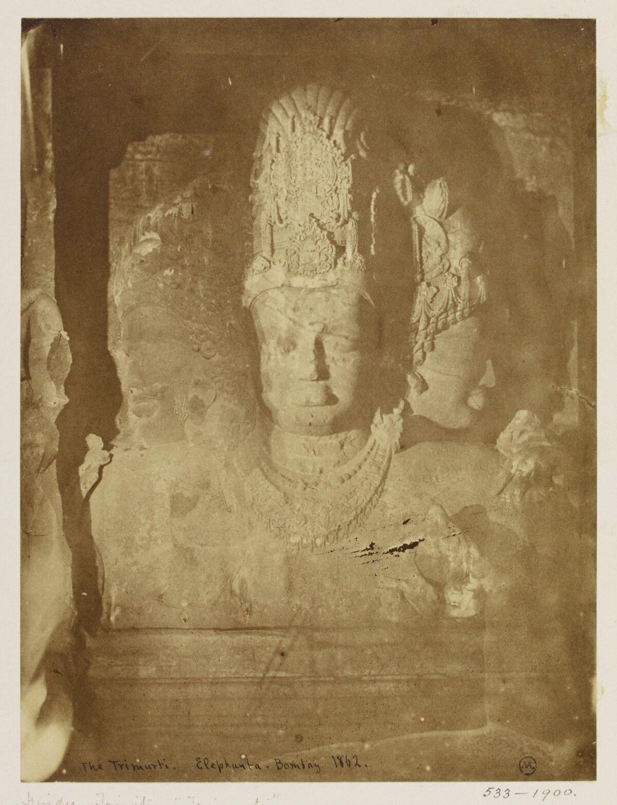1862 Elephanta Trimurti Sculpture