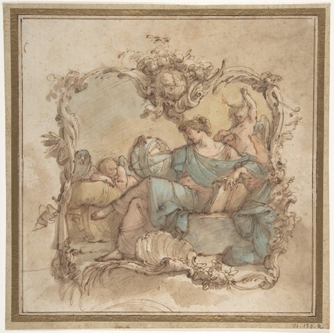 Allegorical Figure in Rococo Cartouche