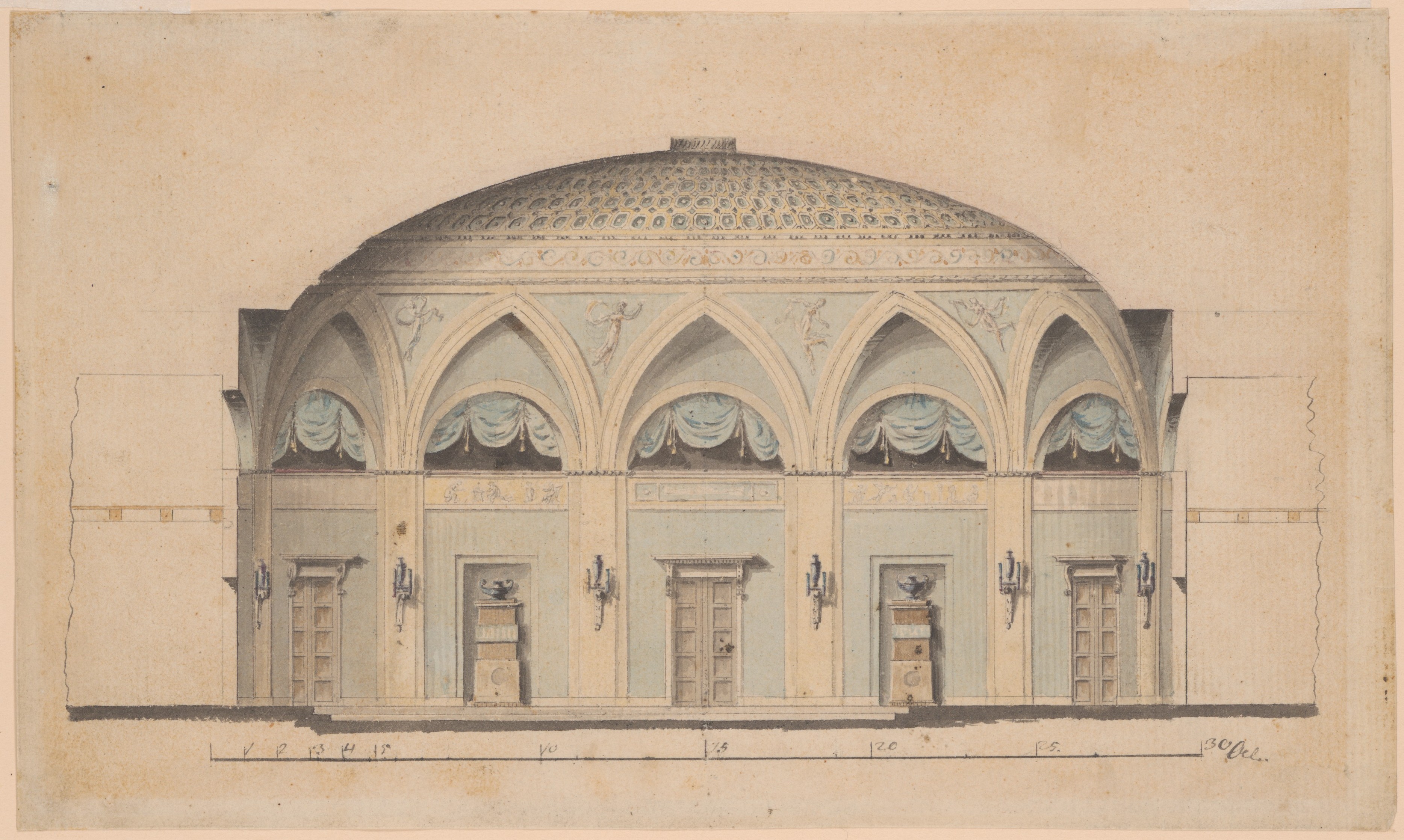 Domed Interior Architectural Drawing