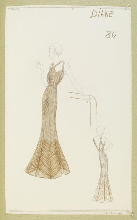 Vintage Diane Evening Gown Fashion Sketch