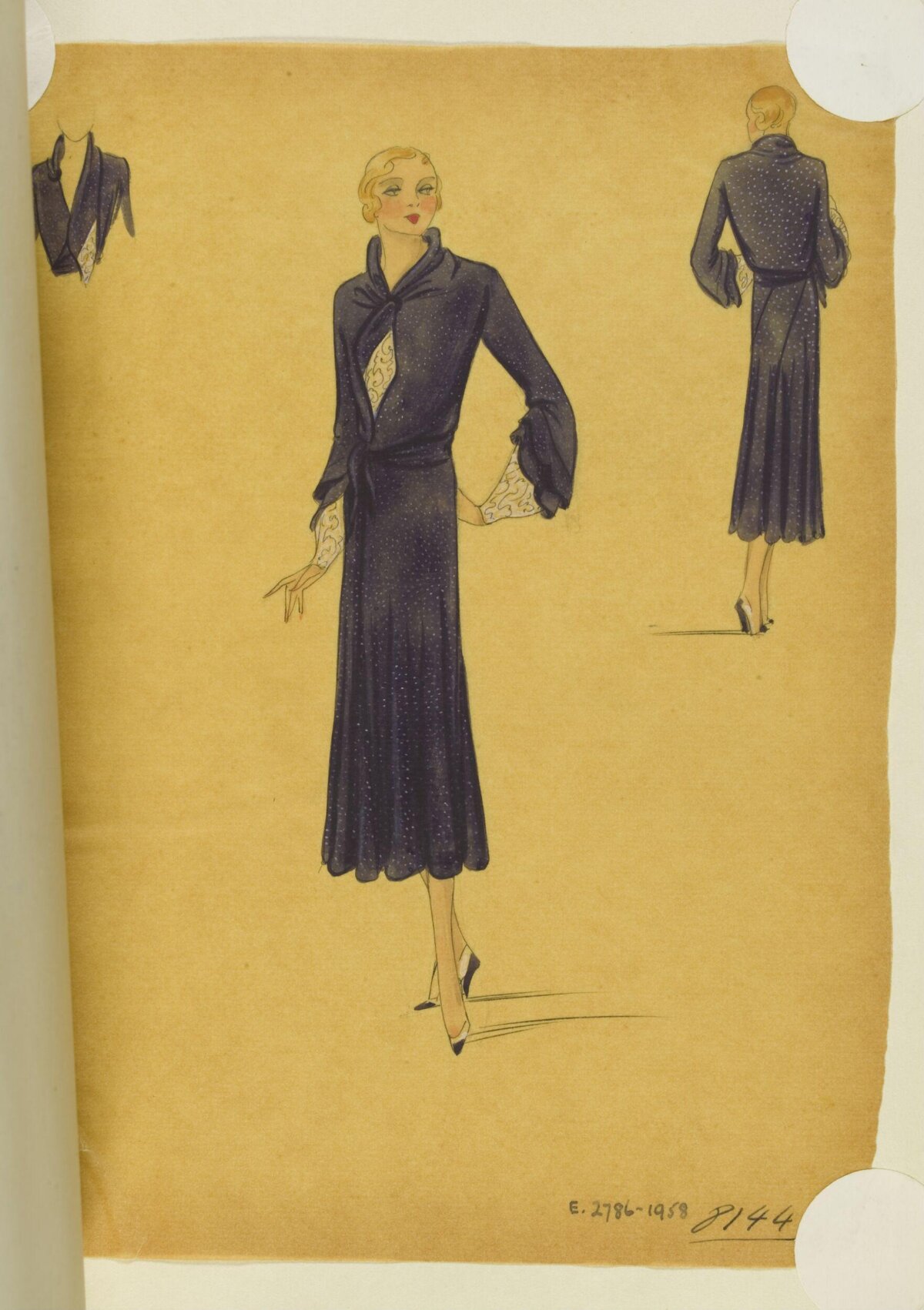 Vintage Dress Fashion Design Sketch