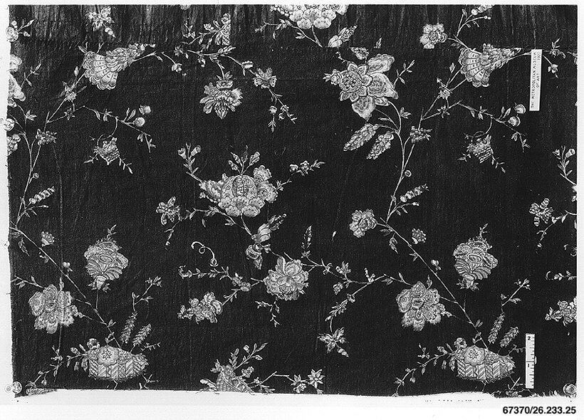 Black Floral Historic Textile Sample