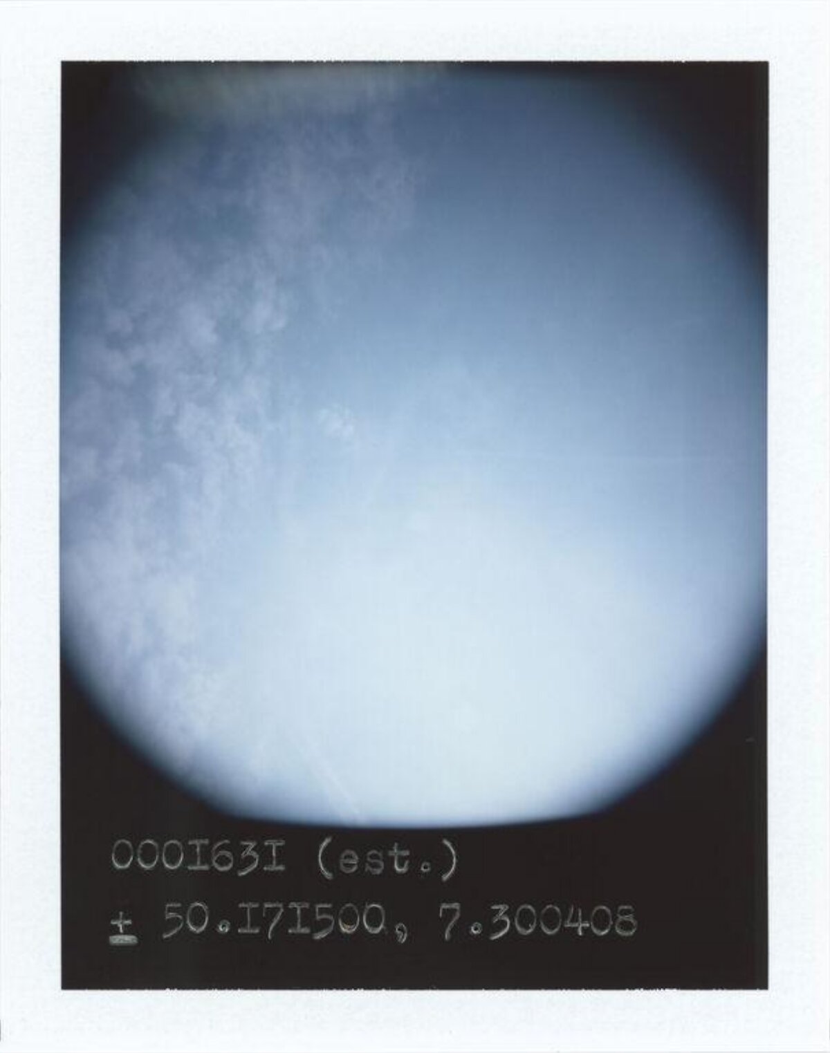 Polaroid Framed Sky with Coordinates