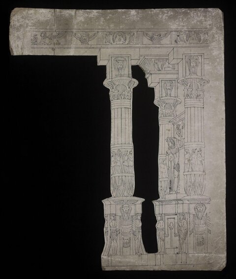 Ink Sketch of Egyptian Temple Portico