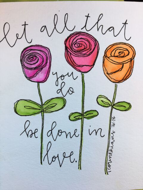 Hand Lettered Bible Verse Rose Art