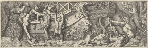 Mythological Shipbuilding Engraving