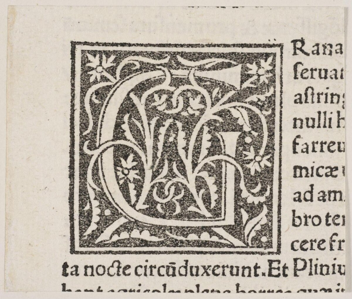 Decorated Initial Q on Early Printed Page
