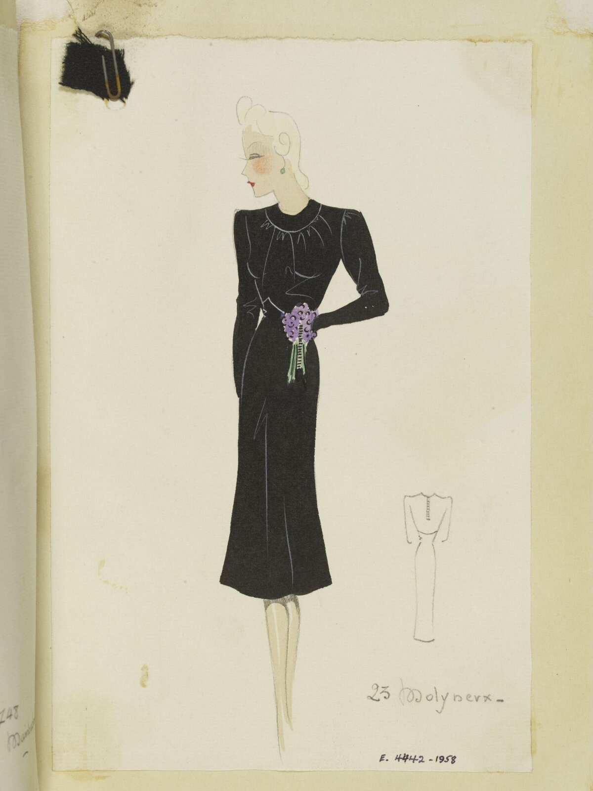 Molyneux Black Dress Fashion Sketch