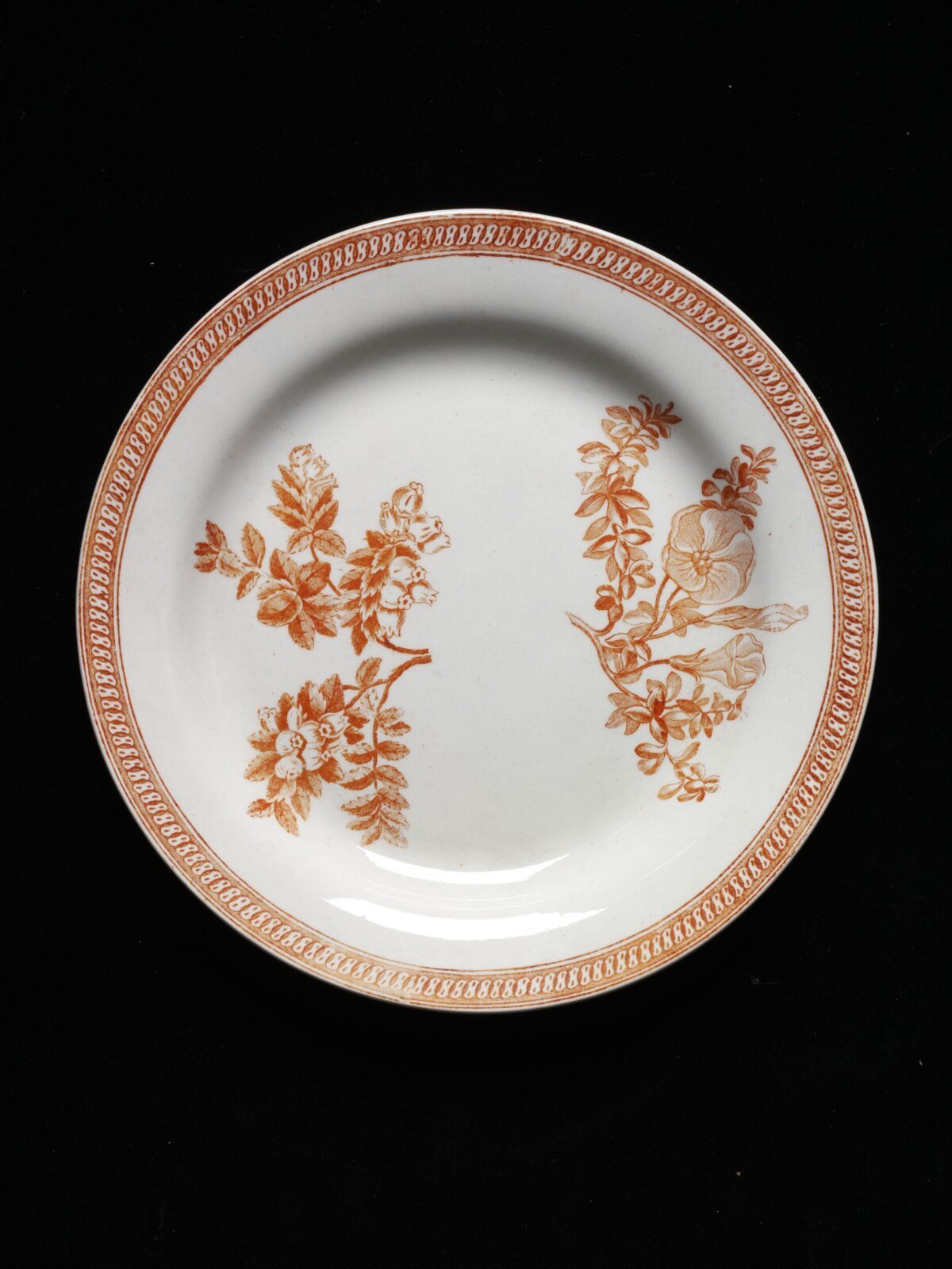 Orange Floral Printed Ceramic Plate