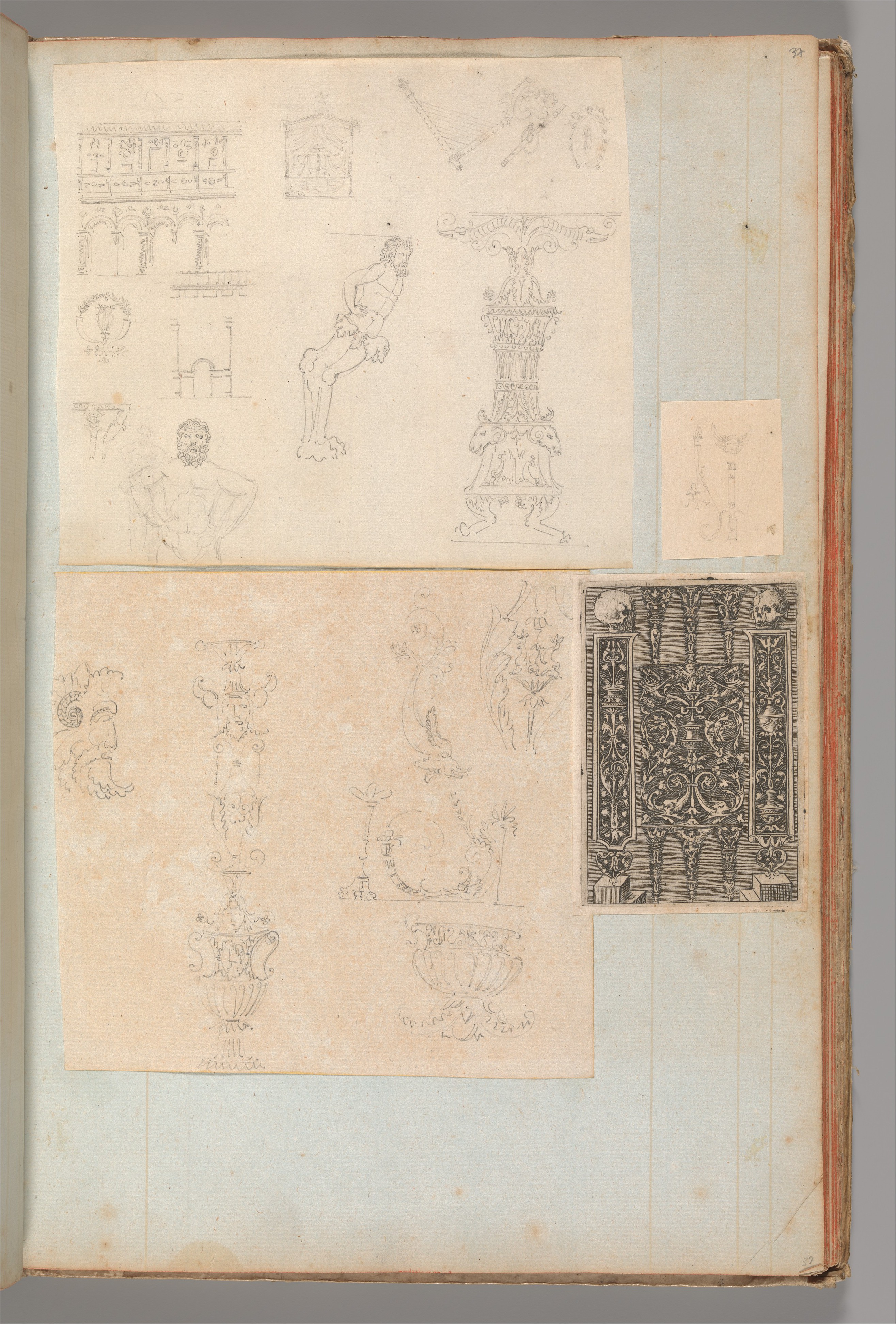 Old Album Page of Decorative Sketches