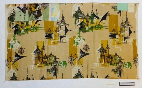 Pagoda Pattern Textile Design Sample