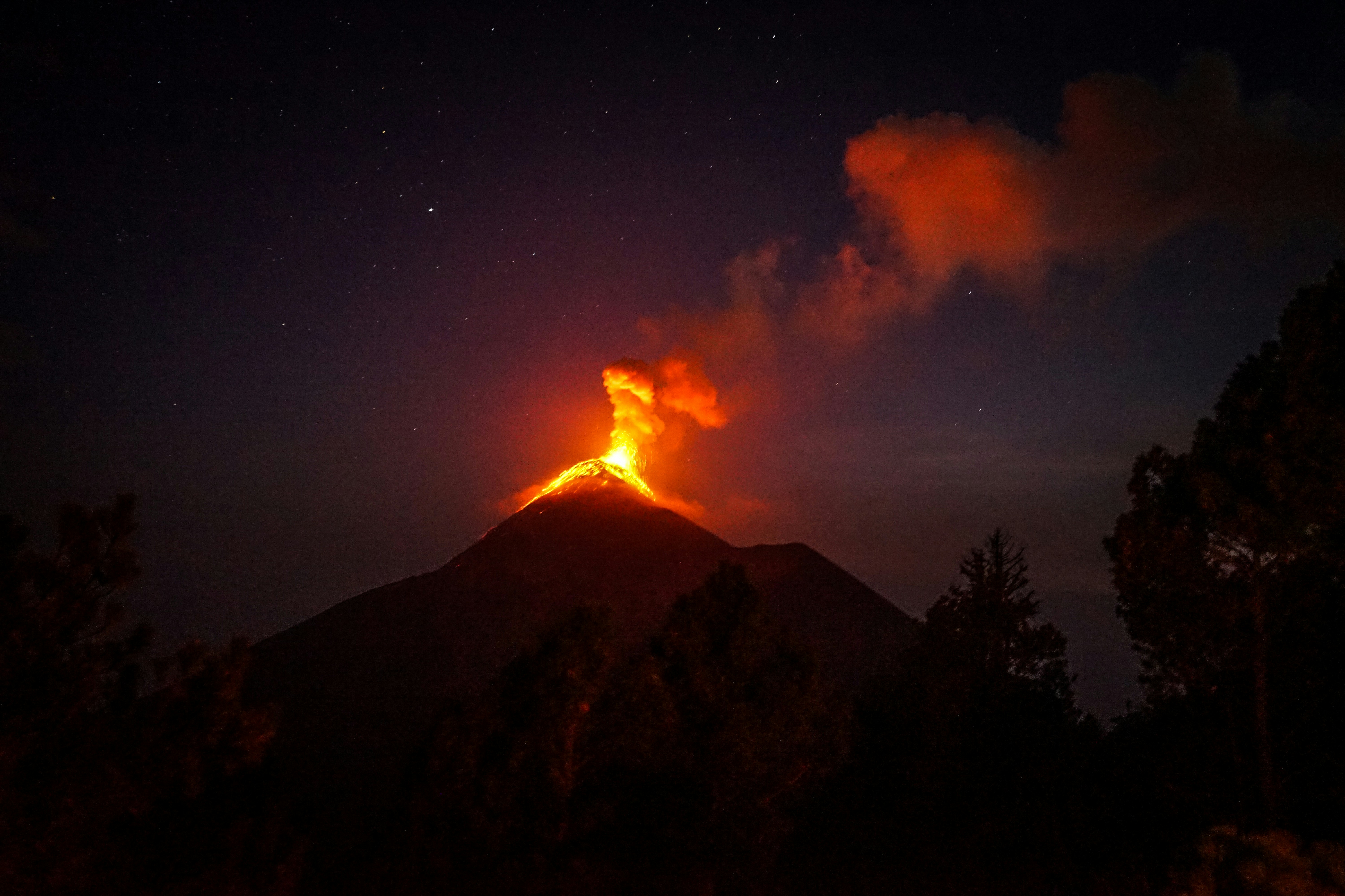 Volcanic Eruption At Night