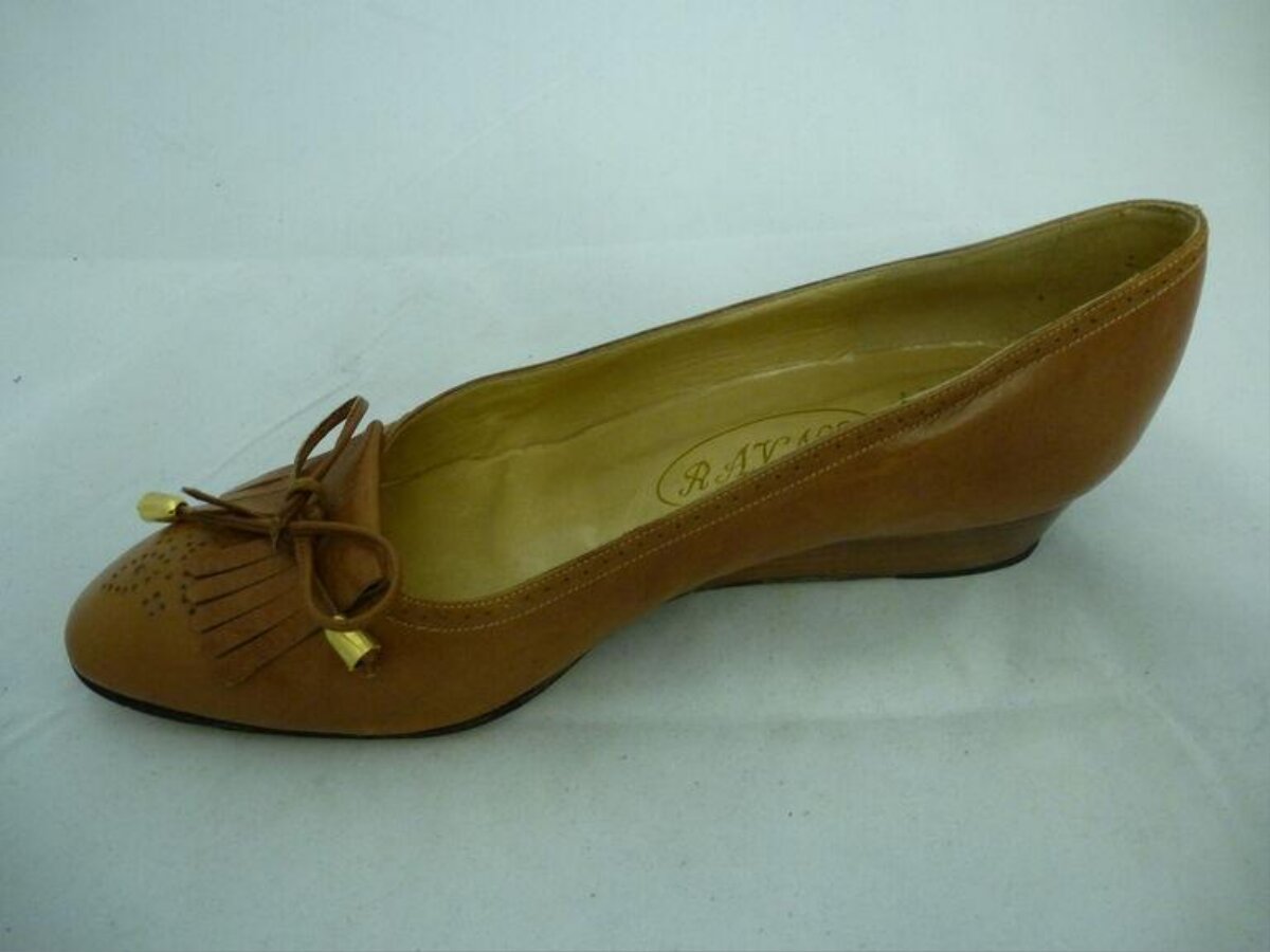 Tan Leather Wedge Pump