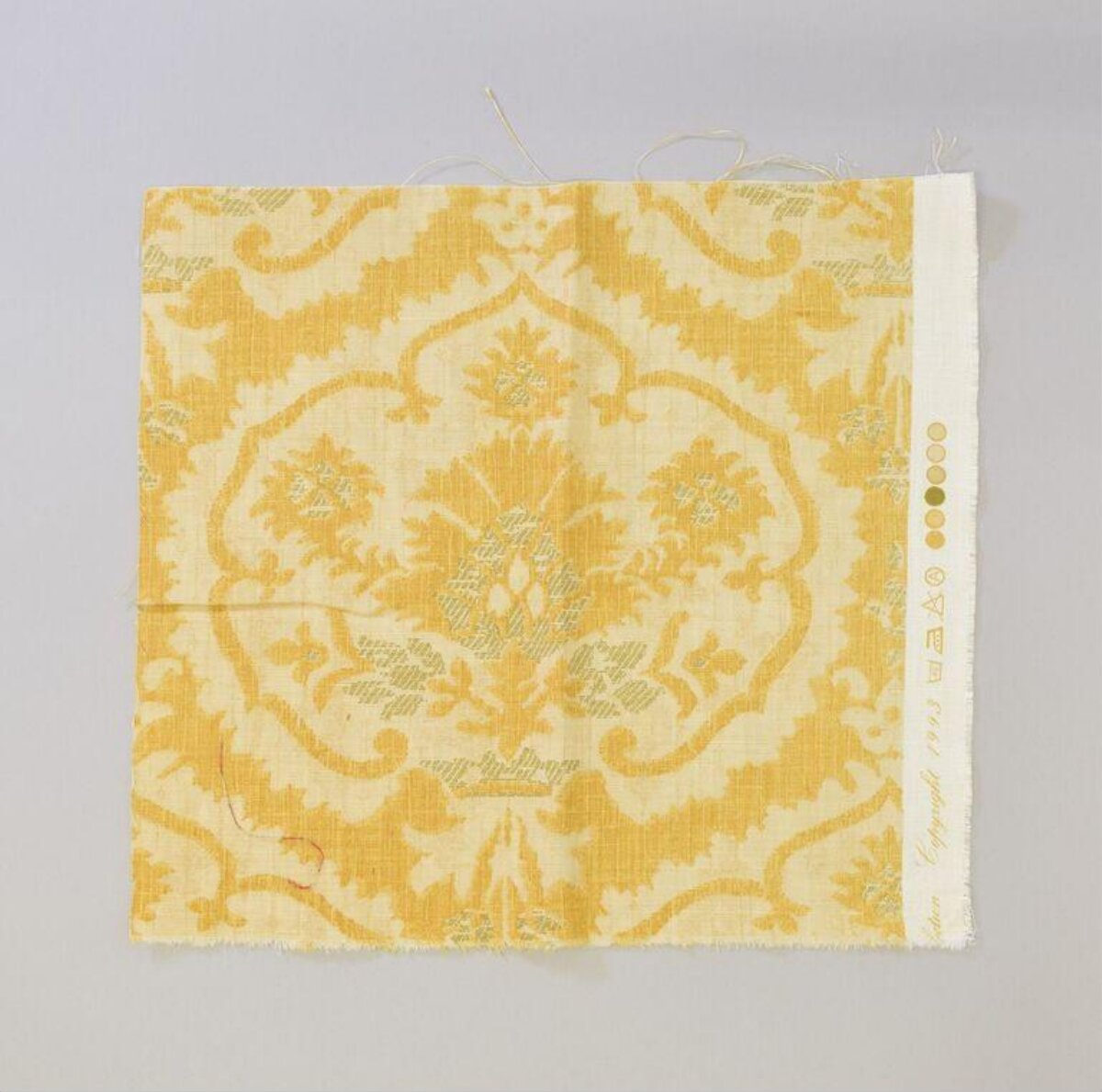 Yellow Damask Pattern Fabric Swatch