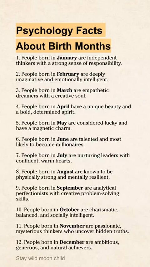 Psychology Facts About Birth Months