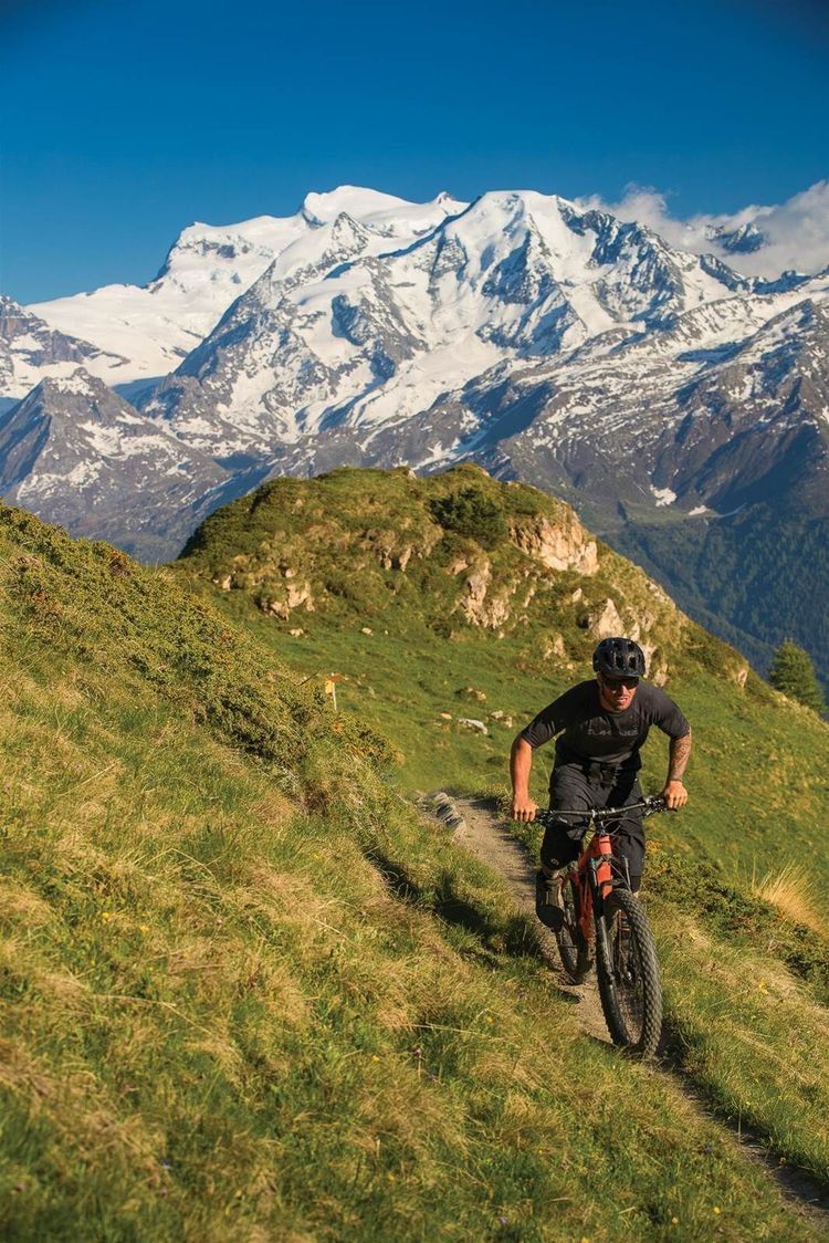 Mountain Biker on Alpine Mountain Trail