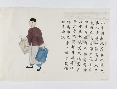 Traditional Chinese Painting of Bird Keeper
