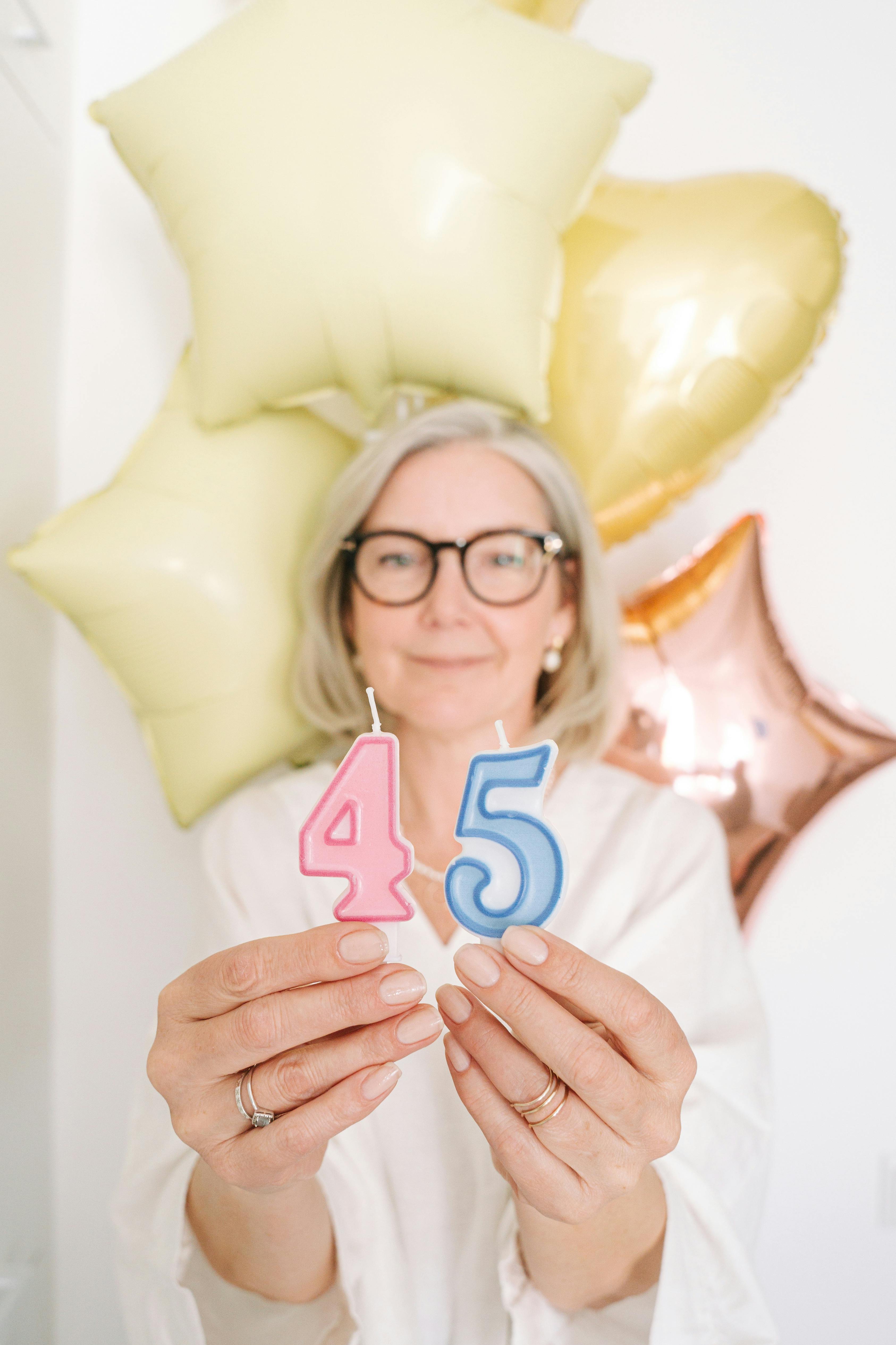 Woman celebrating 45th birthday