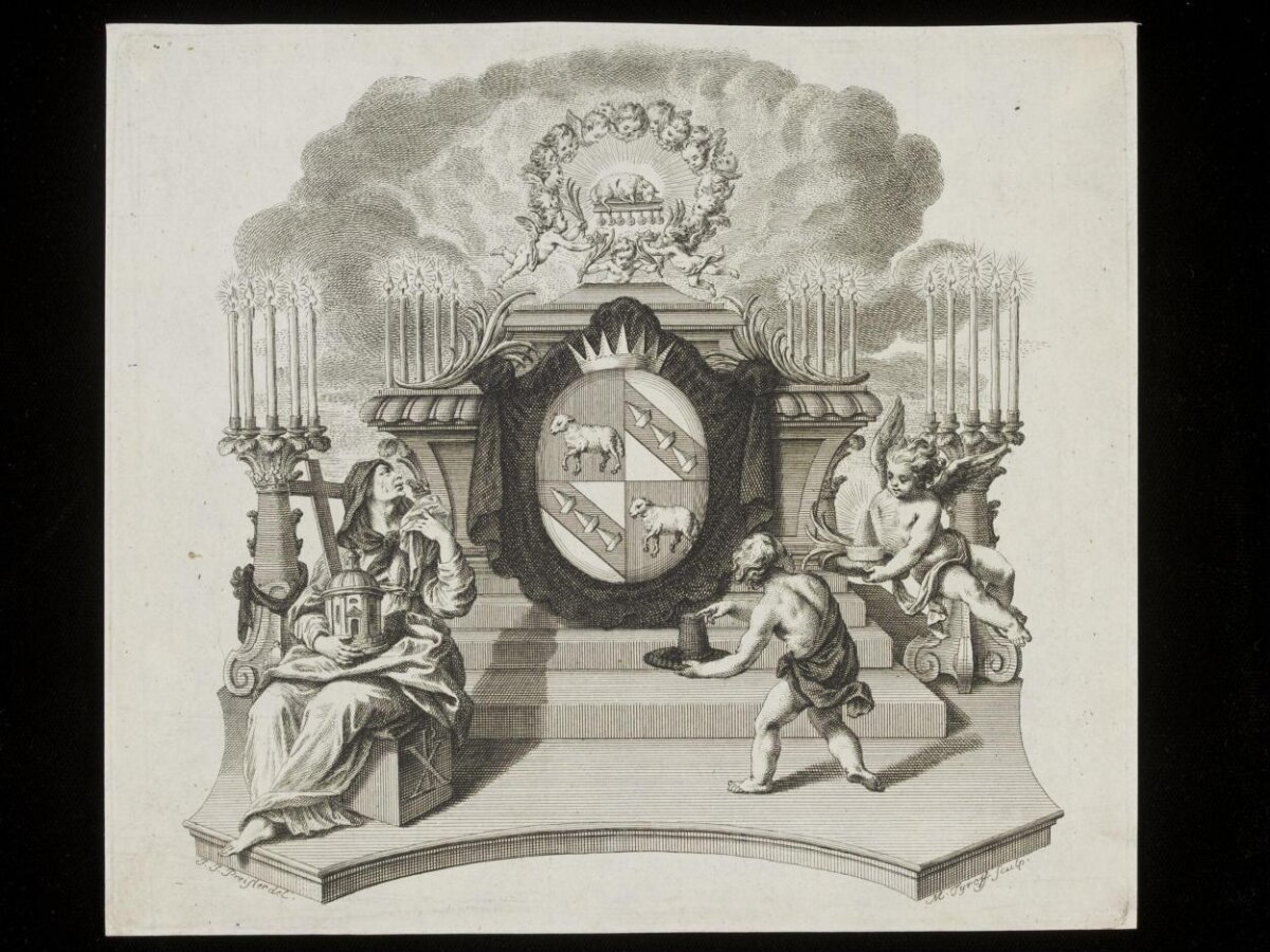 Allegorical Engraved Coat of Arms